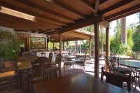 outdoor covered dining cafe bar kitchen wood spanish palm springs casademontevista photography and film location rental by owner