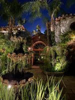 spanish estate fountain night plants tile palm springs casademontevista 500x667 8658123b